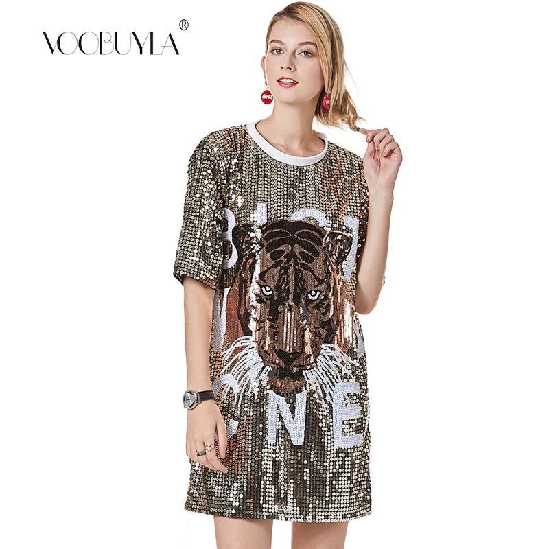 Voobuyla Printed T Shirt Dress Women Sequined Bling Loose Mini Dress Women Plus Size Half Sleeve Hip Hop Tops Tee Shirt Dresses
Voobuyla Printed T Shirt Dress Women Sequined Bling Loose Mini Dress Women Plus Size Half Sleeve Hip Hop Tops Tee Shirt Dresses