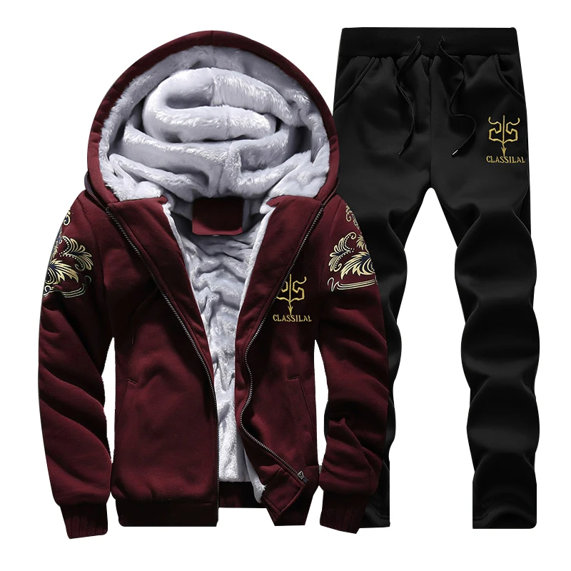 New Winter Men Set Fashion Brand Fleece Lined Thick Tracksuit + Pants Male Spring Warm Hooded Sporting Suit Mens Sportswear
New Winter Men Set Fashion Brand Fleece Lined Thick Tracksuit + Pants Male Spring Warm Hooded Sporting Suit Mens Sportswear