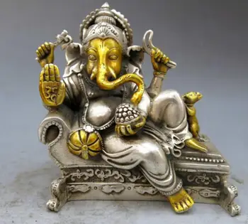 12cm Tibet silver gild handwork carved beautiful Elephant Trunk buddha Statue
12cm Tibet silver gild handwork carved beautiful Elephant Trunk buddha Statue