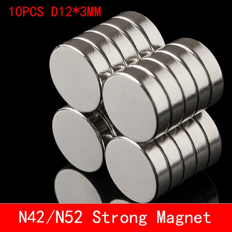 10pcs Cylinder Neodymium Disc Super Strong Rare Earth N52 Fridge Magnets 12x3 mm