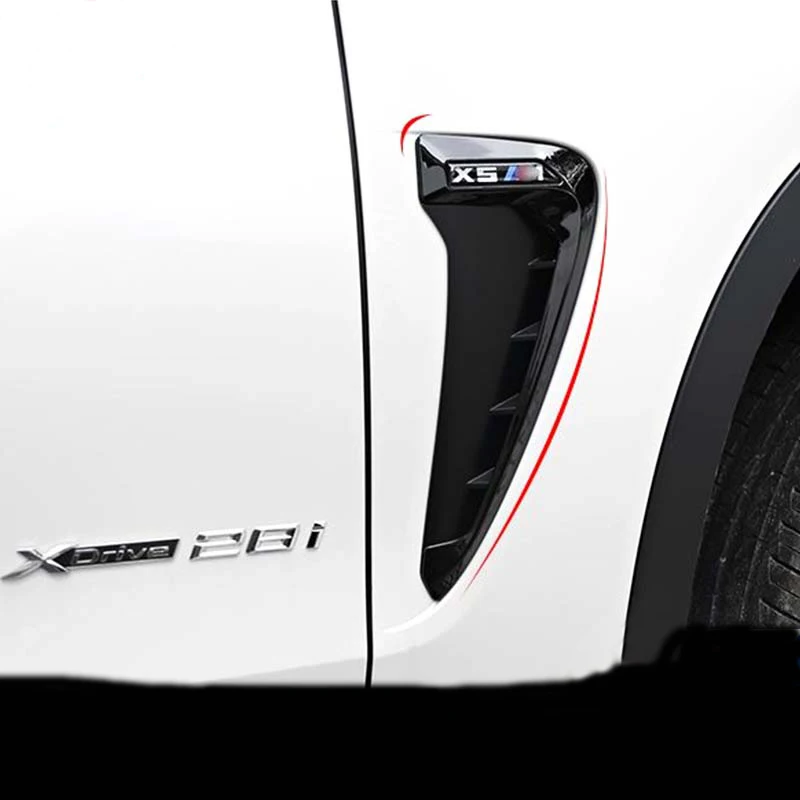 Black+M Car Styling For BMW Xdrive Emblem X5 F15 X5M F85 14-18 Shark Gills Side Fender Vent Mesh Decoration 3D Stickers Grille Auto Exterior Accessories