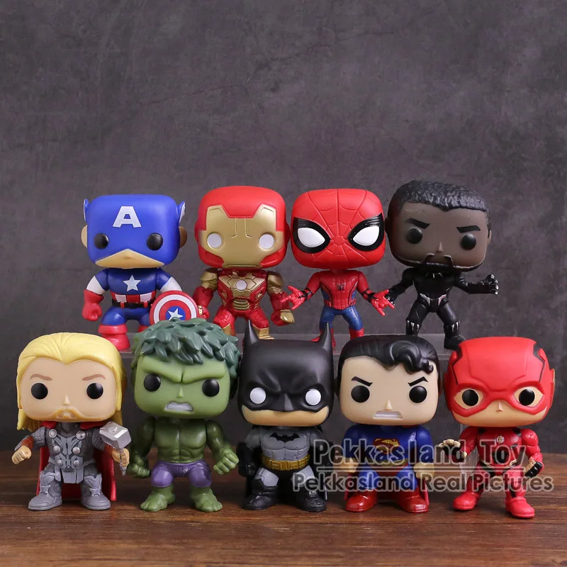 Marvel DC Super Heroes Figures Toys 9pcs/set Captain America Iron Man Spiderman Black Panther Thor Hulk Batman Superman Flash
Marvel DC Super Heroes Figures Toys 9pcs/set Captain America Iron Man Spiderman Black Panther Thor Hulk Batman Superman Flash
