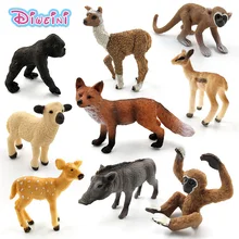 Simulasi Liar Hutan Hewan Plastik Sosok Model Alpaca Babi Hutan Simpanse Domba Rusa Fox Antelope Monyet Gibbon Figurine Mainan(China)