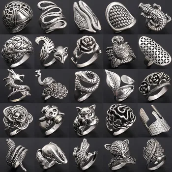 Wholesale Big Size 10/50/100pcs Random Style Mixed Size Animal Silver Men's Ring Punk Rock Rings For Men Gift Fashion Jewelry
Wholesale Big Size 10/50/100pcs Random Style Mixed Size Animal Silver Men's Ring Punk Rock Rings For Men Gift Fashion Jewelry