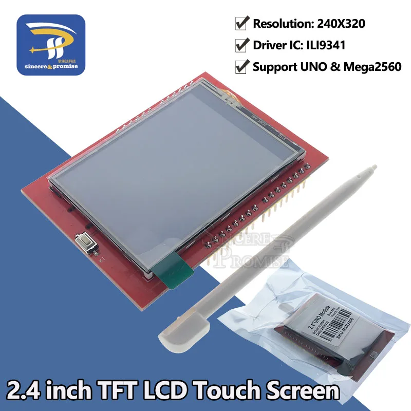 

2.4" 2.4 inch TFT 240*320 LCD Screen Module 5V/3.3V For Arduino UNO R3 Mega2560 Board Support STM32 C51 Micro SD Card ILI9341