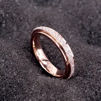 New Design Rotatable Shiny Zircon Ring Titanium Steel Top Quality Woman Ring Wedding Promise Jewelry Love Brand Anillo Gift
New Design Rotatable Shiny Zircon Ring Titanium Steel Top Quality Woman Ring Wedding Promise Jewelry Love Brand Anillo Gift