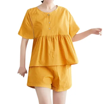 Woman Two Piece Set Plus Size Causal Summer Solid Short Sleeve Shirt Tops Blouse Short Pants 2PCS Set short sets for women5.23
Woman Two Piece Set Plus Size Causal Summer Solid Short Sleeve Shirt Tops Blouse Short Pants 2PCS Set short sets for women5.23