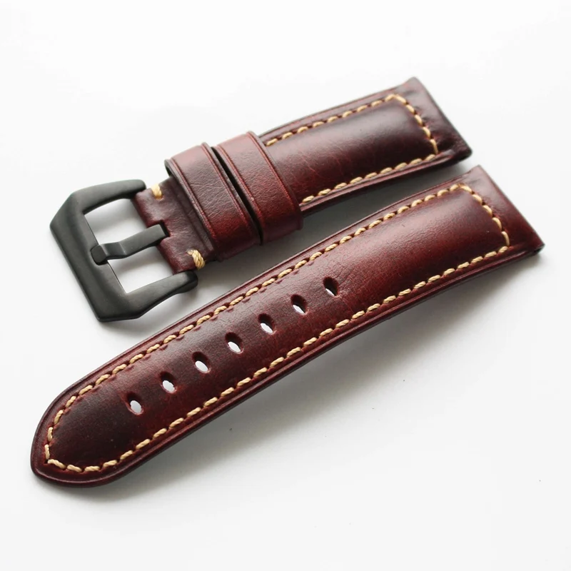 High Quality PAM 20MM / 22MM 24MM /26MM Strap Genuine Leather Watch Band Straps Silver Black red Brown Gray | Наручные часы