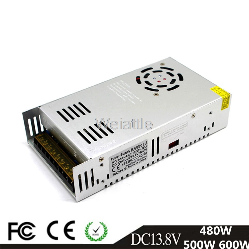 DC13.8V 480W 500W 600W LED Light Belt Driver Switching Power Supply 110/220VAC Constant Voltage Transformer Monitoring CCTV CNC
DC13.8V 480W 500W 600W LED Light Belt Driver Switching Power Supply 110/220VAC Constant Voltage Transformer Monitoring CCTV CNC