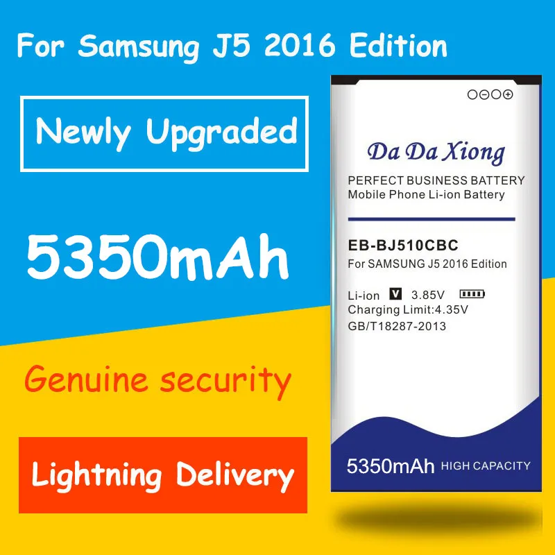 Free shipping 5350mAh EB-BJ510CBC Battery for Samsung J5 2016 Edition j5109 j5108 J510 Replacement Phone batteries
Free shipping 5350mAh EB-BJ510CBC Battery for Samsung J5 2016 Edition j5109 j5108 J510 Replacement Phone batteries