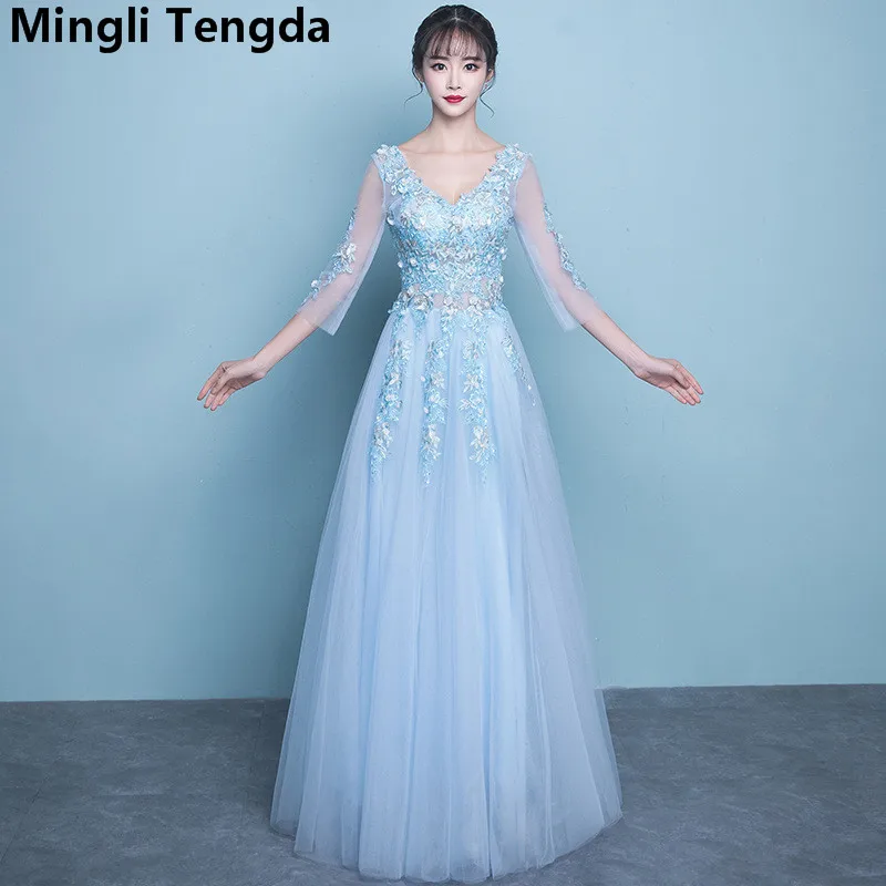 Mingli Tengda Sky Blue Bridesmaid Dresses Long Lace Bridesmaid Dress Appliques V Neck Dress 2018 Elegant vestido de festa longo
Mingli Tengda Sky Blue Bridesmaid Dresses Long Lace Bridesmaid Dress Appliques V Neck Dress 2018 Elegant vestido de festa longo