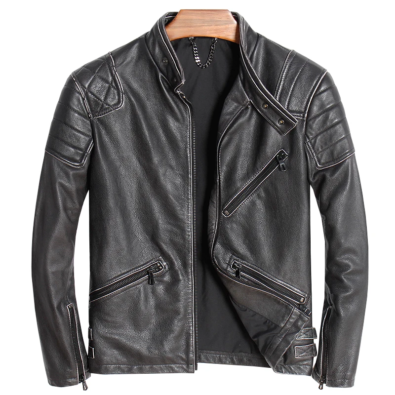 2019 Vintage Black Men Slim Fit Biker's Leather Jacket Plus Size XXXL Genuine Thick Cowhide Short Motorcycle Coat FREE SHIPPING
2019 Vintage Black Men Slim Fit Biker's Leather Jacket Plus Size XXXL Genuine Thick Cowhide Short Motorcycle Coat FREE SHIPPING