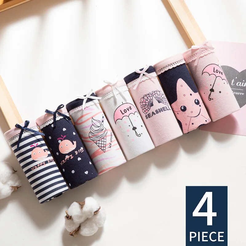 4Pcs/Lot Panties For Women Cotton Underwear New Girl Briefs Whale Starfish Umbrella Print Female Sexy Cute Lingerie Underpants 
4Pcs/Lot Panties For Women Cotton Underwear New Girl Briefs Whale Starfish Umbrella Print Female Sexy Cute Lingerie Underpants