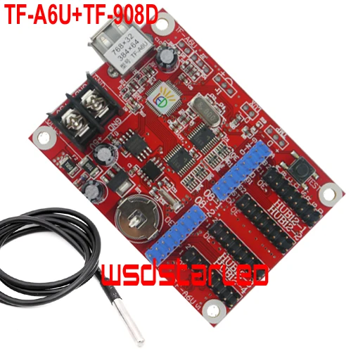TF-A6U + TF-908D датчик температуры 768*32 2 * HUB08 и 4 HUB12 USB одиночный двойной цвет P10 LED