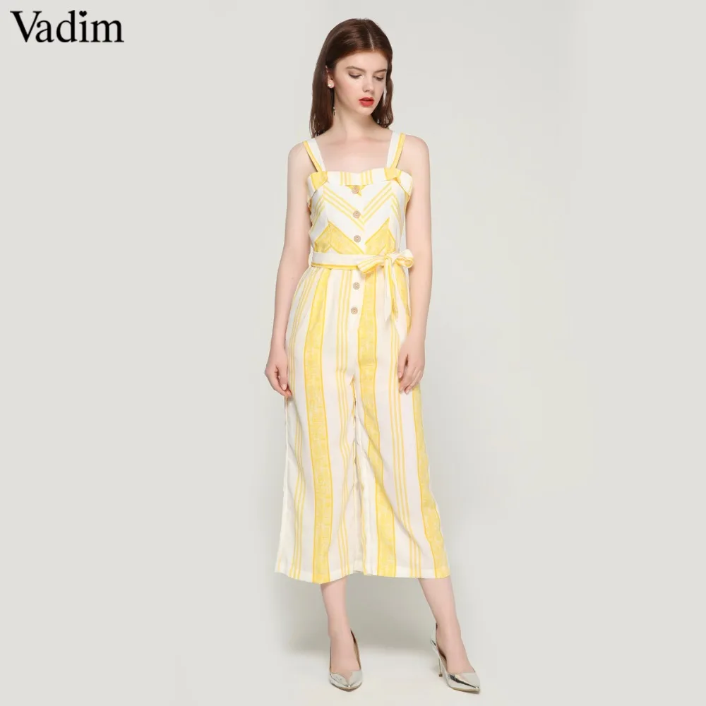 Vadim women sweet striped sleeveless jumpsuits bow tie sashes pockets straps rompers ladies streetwear chic playsuits KA092
Vadim women sweet striped sleeveless jumpsuits bow tie sashes pockets straps rompers ladies streetwear chic playsuits KA092