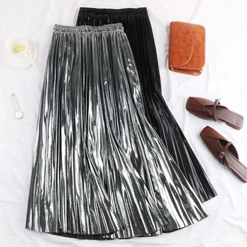 Women A-Line Skirts High Waist Pleated Solid Half Length Elastic Skirt Metallic light-emitting Mid-Calf Lady Skirts Elastic New
Women A-Line Skirts High Waist Pleated Solid Half Length Elastic Skirt Metallic light-emitting Mid-Calf Lady Skirts Elastic New