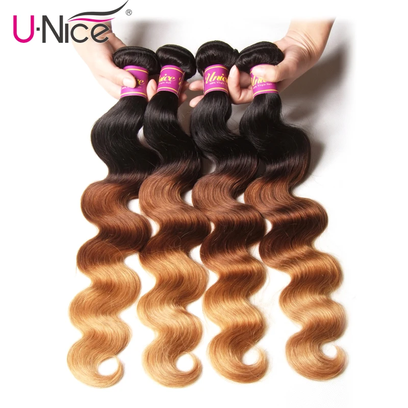 Unice Hair Company 4 Bundles Ombre Human Hair Peruvian Body Wave Bundles Color 1B/4/27 Remy Hair Weaves 16-26inch Free Shipping
Unice Hair Company 4 Bundles Ombre Human Hair Peruvian Body Wave Bundles Color 1B/4/27 Remy Hair Weaves 16-26inch Free Shipping