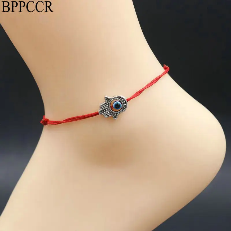 BPPCCR Lucky Fatima Hand Evil Eye Anklet For Women Handmade Thin Red Thread Barefoot Anklet Bracelet Bohemian Cheville Jewelry
BPPCCR Lucky Fatima Hand Evil Eye Anklet For Women Handmade Thin Red Thread Barefoot Anklet Bracelet Bohemian Cheville Jewelry