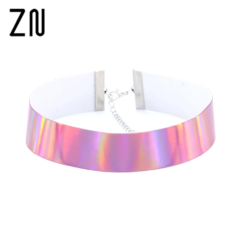 PU Leather Choker Necklaces Holographic Choker Laser Collares For Women Jewelry Party Girft
PU Leather Choker Necklaces Holographic Choker Laser Collares For Women Jewelry Party Girft