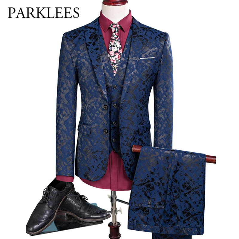 Jacquard Suit Men 2019 Navy Blue Tuxedo Jacket 3 Piece Men Prom Suits Stage Suits Mens Wedding Suits (Jacket+Pants+Vest) XXXL
Jacquard Suit Men 2019 Navy Blue Tuxedo Jacket 3 Piece Men Prom Suits Stage Suits Mens Wedding Suits (Jacket+Pants+Vest) XXXL