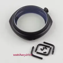 Mais novo HOT 45 milímetros parnis CASO PVD preto de aço inoxidável vidro mineral endurecido fit 6497 6498 movimento Molnija ST36 Mens caixa do relógio(China)