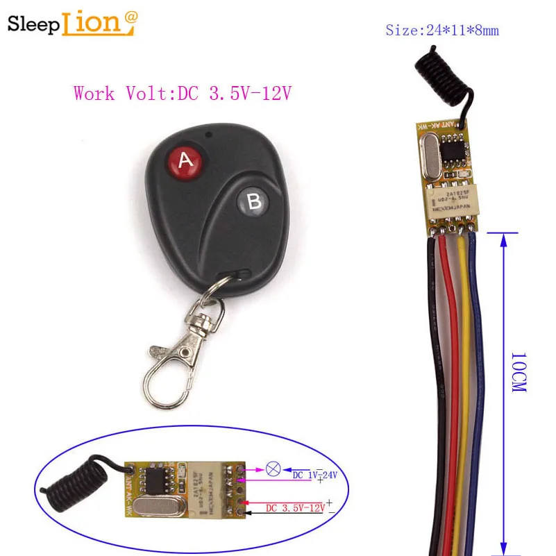 Sleeplion DC 3V 3.6V 5V 6V 9V 12V Mini Relay Wireless Switch Remote Control Micro Switch 3V-12V Receiver Transmitter 315MHz 433M
Sleeplion DC 3V 3.6V 5V 6V 9V 12V Mini Relay Wireless Switch Remote Control Micro Switch 3V-12V Receiver Transmitter 315MHz 433M