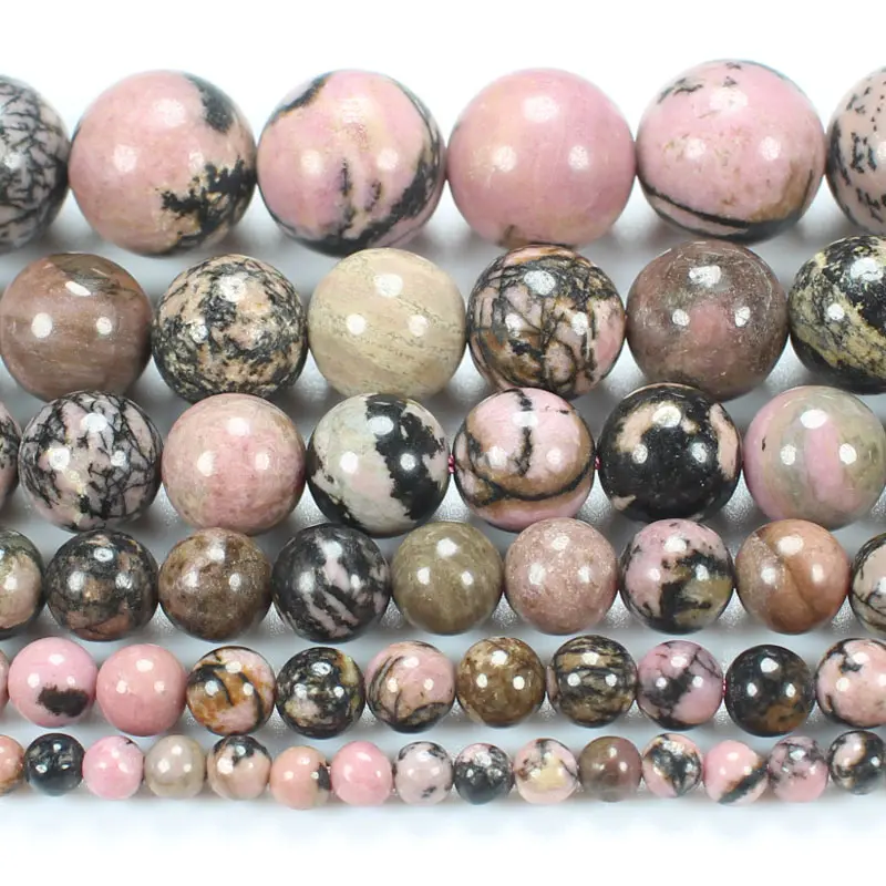 

Natural Smooth Black Line Rhodonite 4-14mm Round Beads 15inch ,Wholesale For DIY Jewellery Free Shipping !