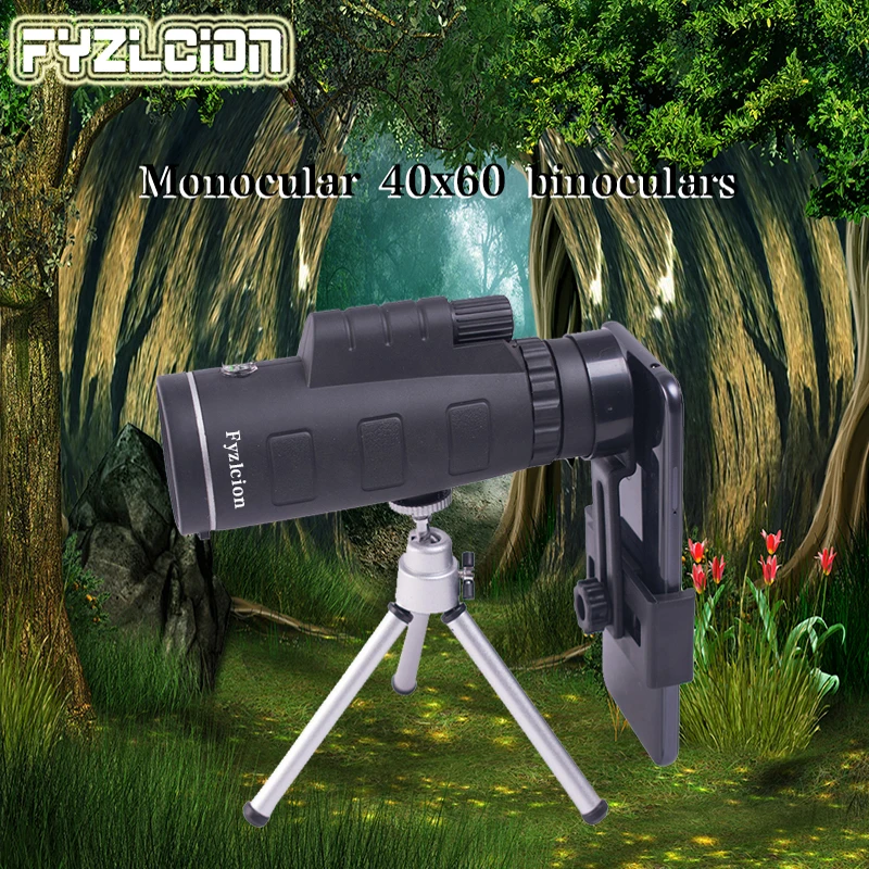 40X60 Monocular Telescope With Compass Phone Clip Tripod Used for Outdoor Hunting Camping Monocular Telescope Kit
40X60 Monocular Telescope With Compass Phone Clip Tripod Used for Outdoor Hunting Camping Monocular Telescope Kit