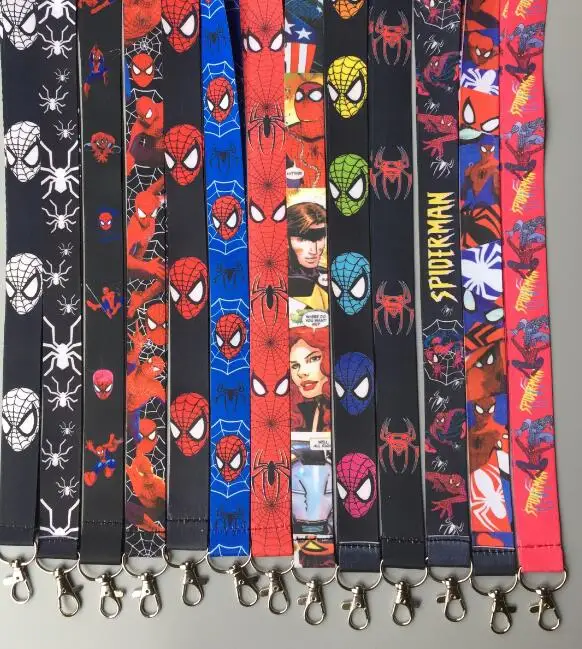1pcs cartoon anime avengers spiderman Key Lanyard Badge ID Cards Holders Neck Straps with Keyring Gifts Party Favors gifts | Украшения и