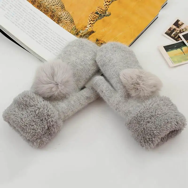 Fashion Female Winter Warm Knitted Wool Double Thicker Cashmere Mittens Ladies Cute Hair Ball Fingerless Women Gloves 6C2737
Fashion Female Winter Warm Knitted Wool Double Thicker Cashmere Mittens Ladies Cute Hair Ball Fingerless Women Gloves 6C2737
