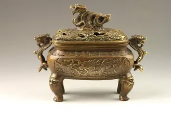 Collectible Chinese Handmade Exquisite Dragons Bronze Incense Burner 
Collectible Chinese Handmade Exquisite Dragons Bronze Incense Burner