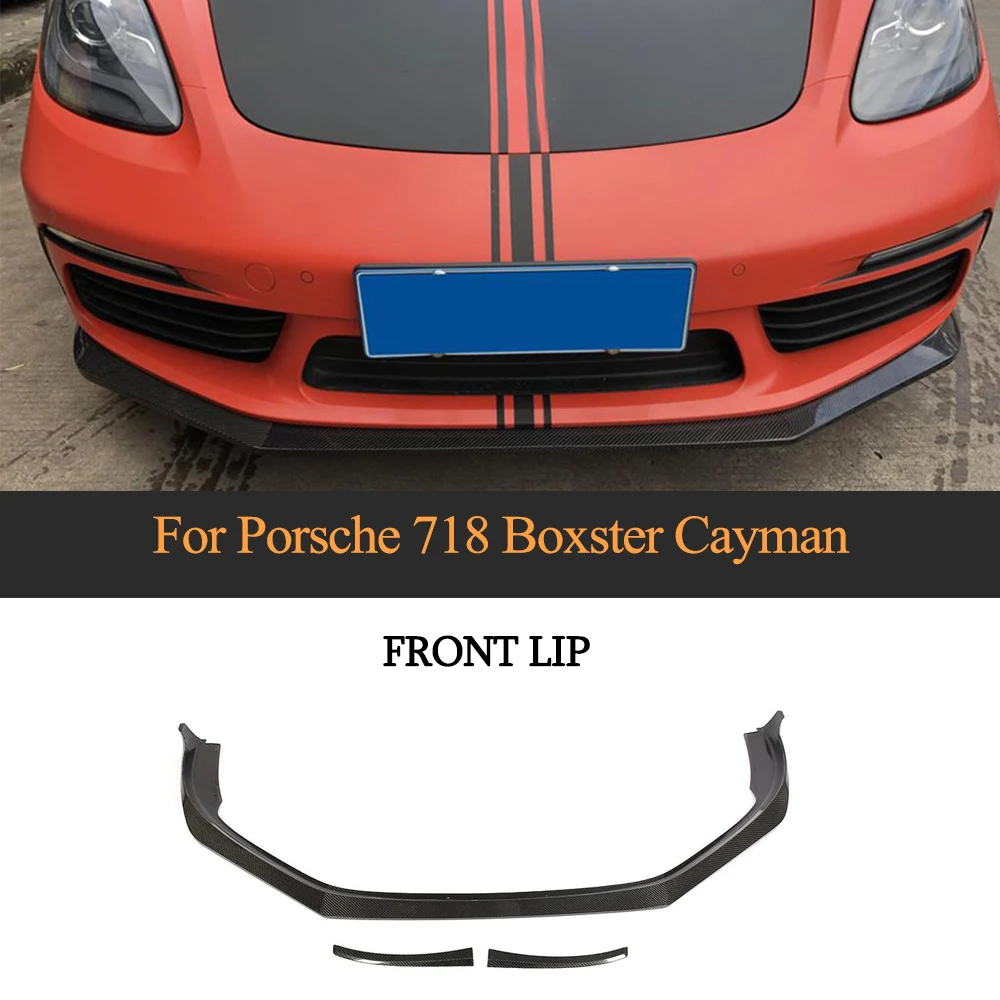 

Car Carbon Fiber Front Bumper Lip Spoiler Splitters for Porsche 718 Cayman Boxster Base S Coupe Convertible 2 Door 2017 2018