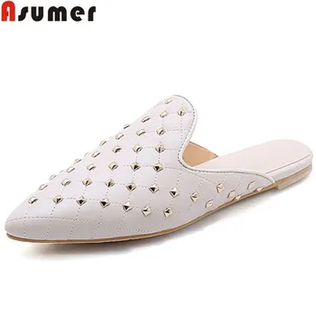 

ASUMER big size 34-43 fashion new shoes woman pointed toe flat shoes shallow mules shoes women rivet slingback flats women 2020