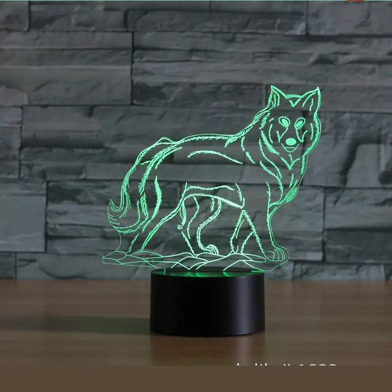 

Wholesale Wolf 3d Lamp 7 Color Change Visual Led Night Light Touch Remote Control Gift Atmosphere Kids 3d Light Fixtures