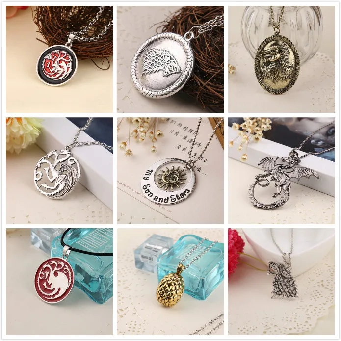 Game of Throne dragon Amulet Targaryen Necklace Family Crest Casterly Rock House Stark Dragon Egg Wolf Pendants & Necklaces
Game of Throne dragon Amulet Targaryen Necklace Family Crest Casterly Rock House Stark Dragon Egg Wolf Pendants & Necklaces