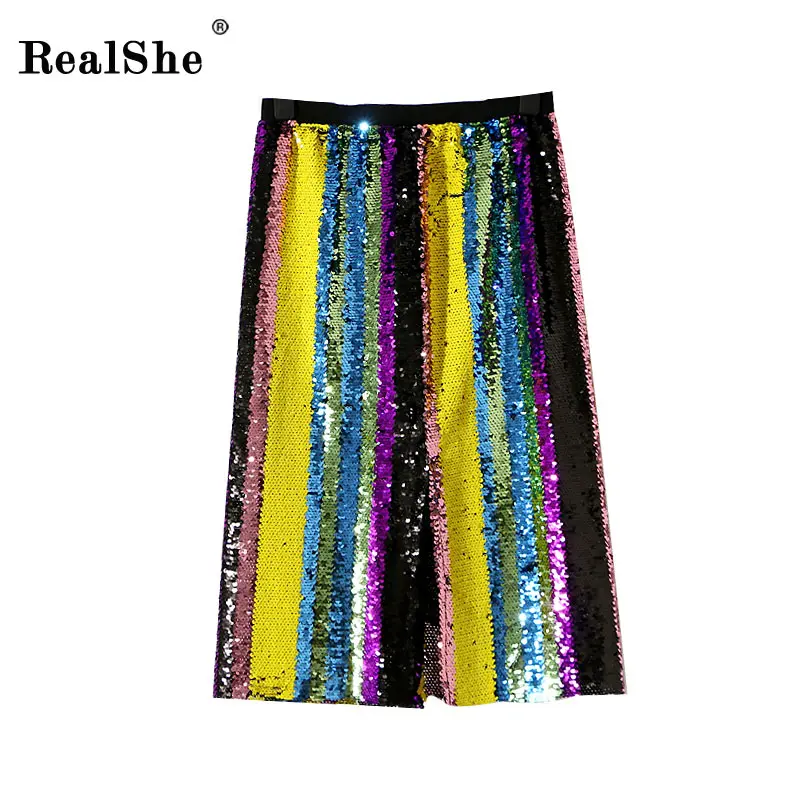 RealShe 2018 Women Autumn Midi Skirt Womens High Elastic Waist Skirts Elegant Sequines Multicolor Skirt Femininas Faldas Mujer
RealShe 2018 Women Autumn Midi Skirt Womens High Elastic Waist Skirts Elegant Sequines Multicolor Skirt Femininas Faldas Mujer