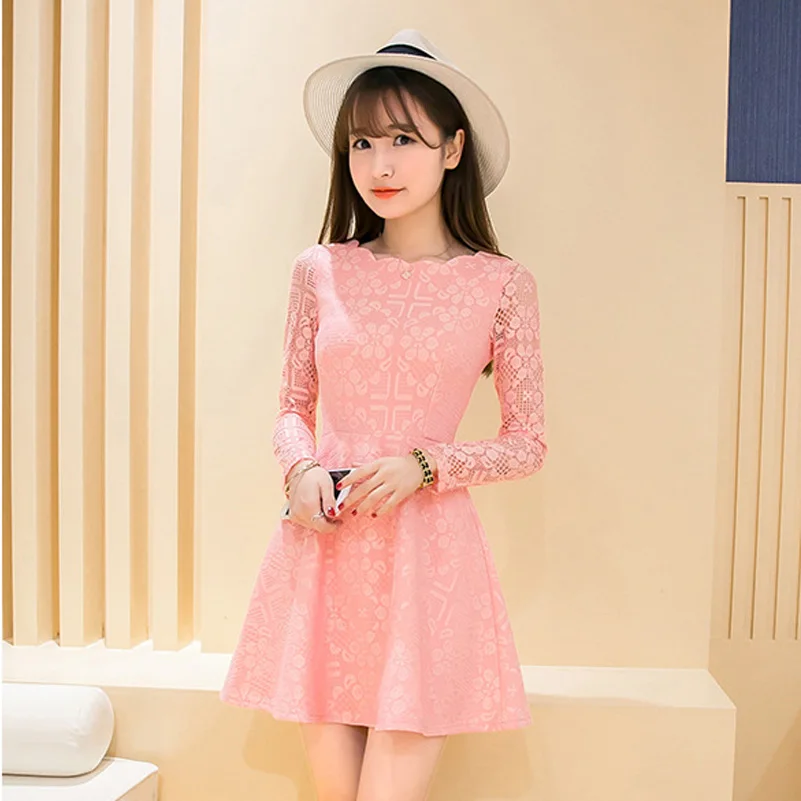 Spring Long Sleeve Pink Lace Mini Dress Women Elegant Short White Black Little Black Dresses With Lace 1834LY
Spring Long Sleeve Pink Lace Mini Dress Women Elegant Short White Black Little Black Dresses With Lace 1834LY