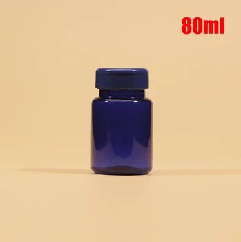

100pcs 80ml Translucent Blue Color PET Plastic Bottles,Sample Containers,Capsules/Pills/Tablets/Vitamin/Powder Bottles Flip Caps