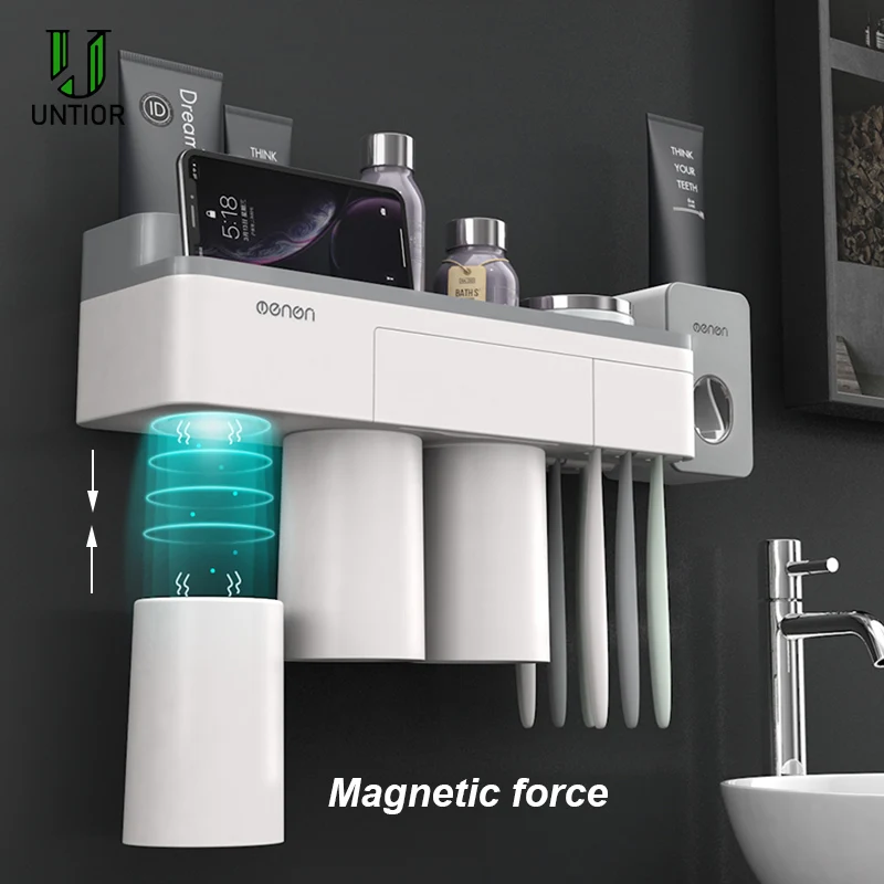 UNITOR Plastic Wall Mounted Toothbrush Holder Automatic Toothpaste Dispenser Toiletries Storage Rack Bathroom Accessories Set
UNITOR Plastic Wall Mounted Toothbrush Holder Automatic Toothpaste Dispenser Toiletries Storage Rack Bathroom Accessories Set