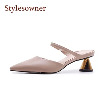 Fashion Designer Thick High Heel Slippers Pointed Toe Female Sexy Women Slides Cutout Slip On Real Leather White Moccasin Shoes
Fashion Designer Thick High Heel Slippers Pointed Toe Female Sexy Women Slides Cutout Slip On Real Leather White Moccasin Shoes