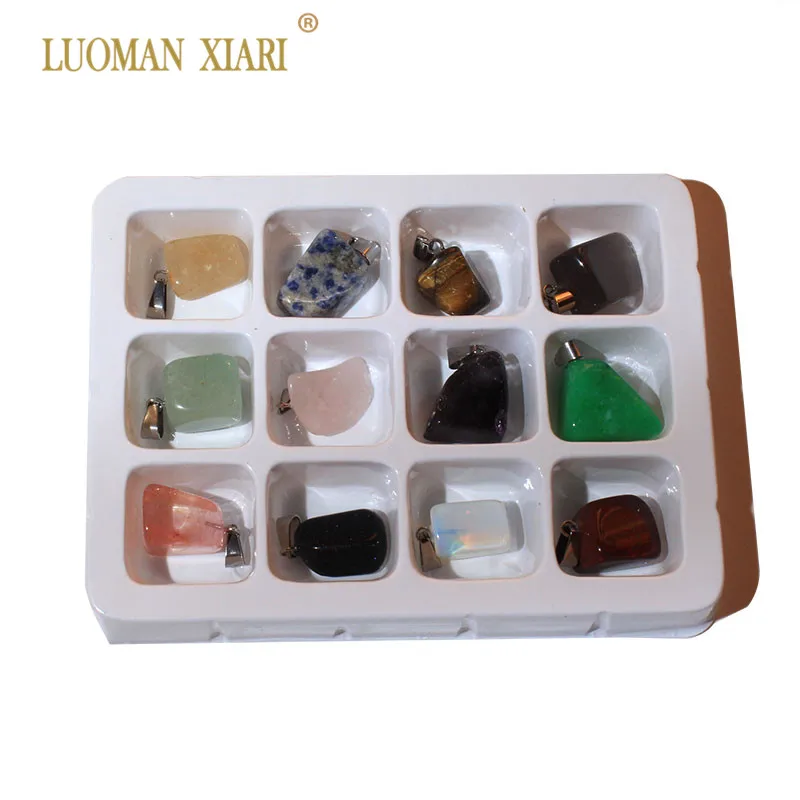 Wholesale 12 PCS Mix Color Boxed Natural Stone Random Irregular Shape Charm Pendant DIY Fit Necklace For Jewelry Making DIY
Wholesale 12 PCS Mix Color Boxed Natural Stone Random Irregular Shape Charm Pendant DIY Fit Necklace For Jewelry Making DIY