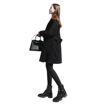 2018 autumn winter Korean fashion double-breasted woolen coat new long black warm thick solid woolen coat jacket tie outwear
2018 autumn winter Korean fashion double-breasted woolen coat new long black warm thick solid woolen coat jacket tie outwear