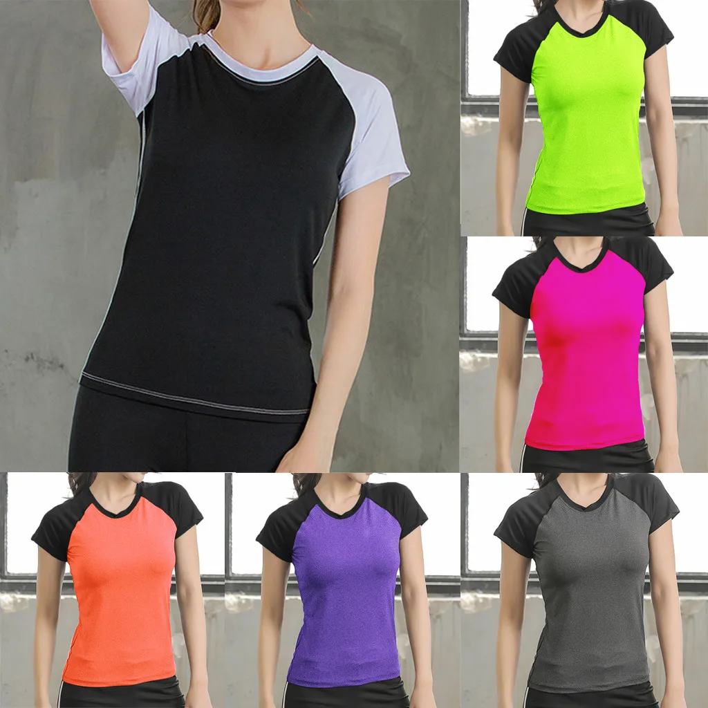 Ladies'plain-color Tight-fitting Round-necked Short-sleeved Vest Yoga Tops Running Gym Shirt Women Sport Jerseys Fitness 2019
Ladies'plain-color Tight-fitting Round-necked Short-sleeved Vest Yoga Tops Running Gym Shirt Women Sport Jerseys Fitness 2019