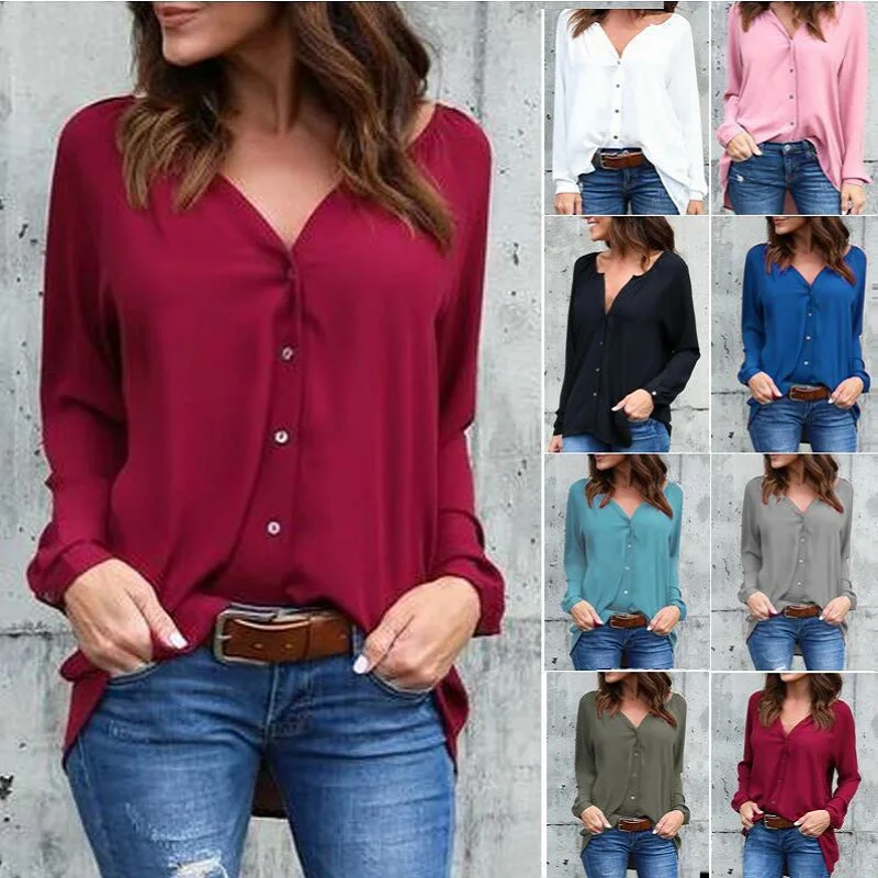 S-5XL Women's Chiffon Cardigan V-neck Pleated Top Ladies Sweet Button Long Sleeve Loose Chiffon Shirts
S-5XL Women's Chiffon Cardigan V-neck Pleated Top Ladies Sweet Button Long Sleeve Loose Chiffon Shirts
