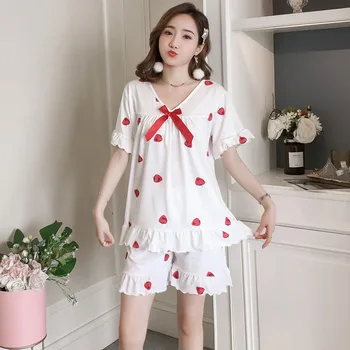 2019 Summer Short Sleeve V-neck Pajama Sets for Women Shorts Sleepwear Suit Pyjama Homewear Loungewear Pijama Mujer Home Clothes
2019 Summer Short Sleeve V-neck Pajama Sets for Women Shorts Sleepwear Suit Pyjama Homewear Loungewear Pijama Mujer Home Clothes