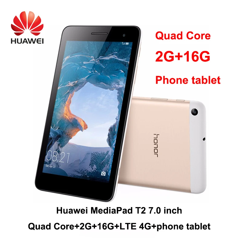 

Huawei MediaPad T2 7.0 inch LTE 4G Phablet Android 6.0 Quad Core 1.5GHz 2GB RAM 16GB ROM Dual 2.0MP Camera 4100mAh phone tablet