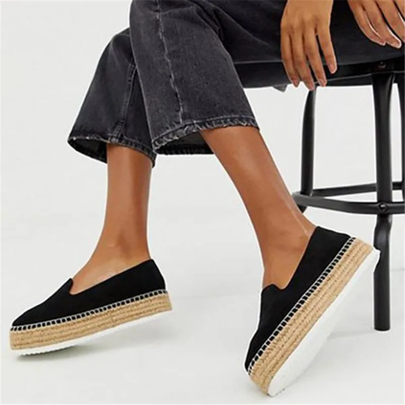 

Oeak Faux Suede Espadrilles Shoes Slip-on Casual Loafers Women Platform Flats 2019 New Ballet Flats Ladies Shoe Zapatos Mujer