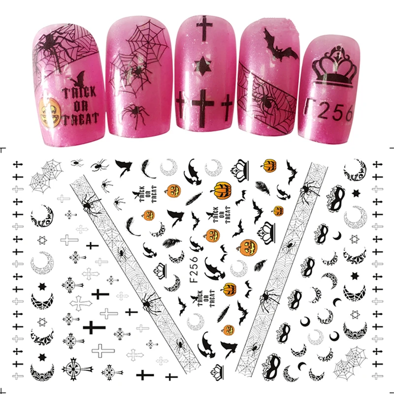 Halloween Style Nail Stickers Pumpkin Black Spider Cross 3D Nail Art Decals Ultra Thin Adhesive Transfer Nail Sticker Decoration 
Halloween Style Nail Stickers Pumpkin Black Spider Cross 3D Nail Art Decals Ultra Thin Adhesive Transfer Nail Sticker Decoration