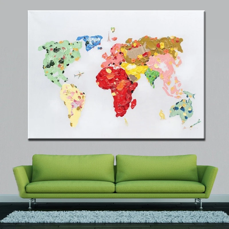 Colorful World Map Oil Painting Hand Painted Modern Abstract Decorative Canvas Picture for Living Room Unframed Wall Art Artwork
Colorful World Map Oil Painting Hand Painted Modern Abstract Decorative Canvas Picture for Living Room Unframed Wall Art Artwork