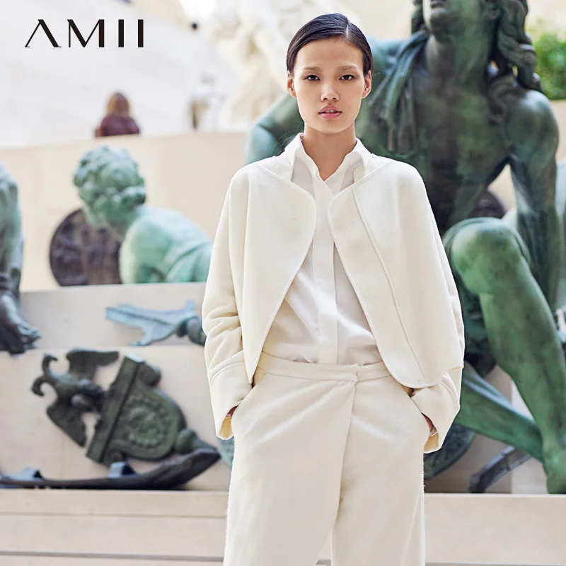 Amii Casual Women Woolen Coat 2018 Winter Open Stitch O Neck Short Female Wool Blends
Amii Casual Women Woolen Coat 2018 Winter Open Stitch O Neck Short Female Wool Blends